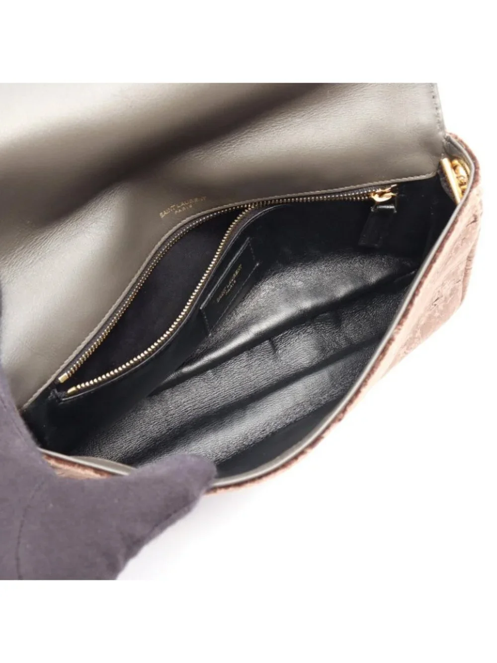 Saint Laurent Paris Shoulder Bag Kate 99 Brown Fabric 99 Chain